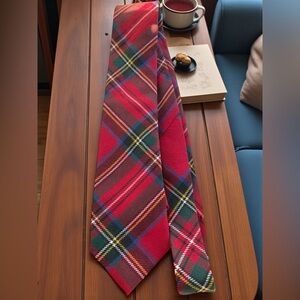 POLO RALPH LAUREN Handmade Red Tartan Plaid Wool Tie 3" Made In Italy